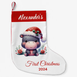 Meia De Natal Pequena Bebê primeiro Natal bonitinho Hippo personalizado