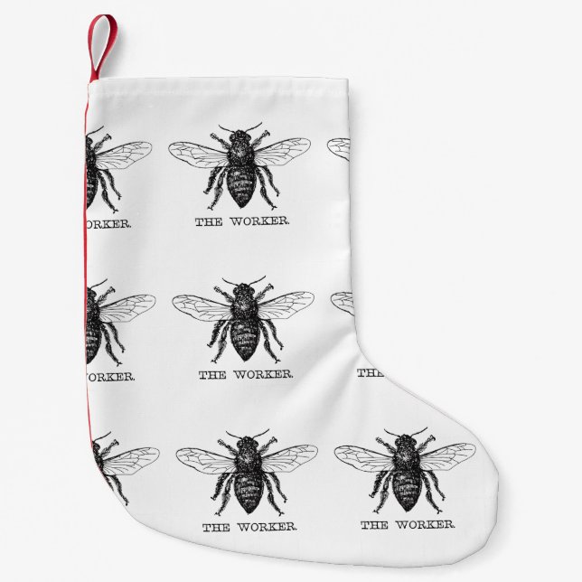 Meia De Natal Pequena Bee Worker Honey Black Bumblebee (Frente)