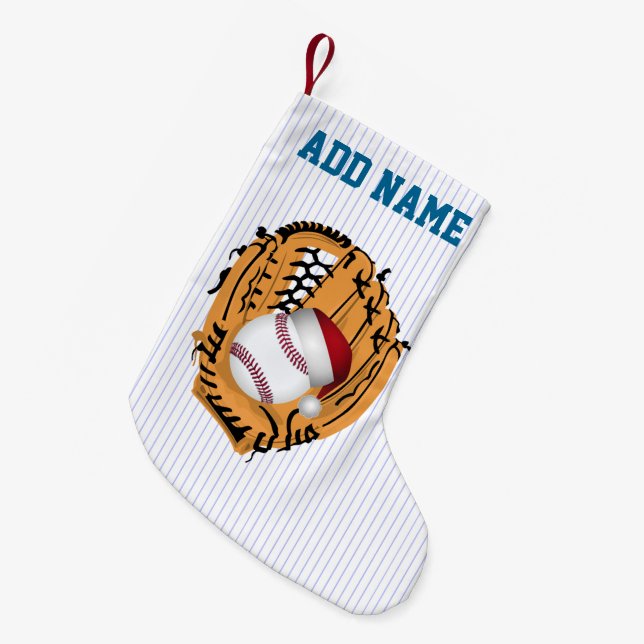 Meia De Natal Pequena Beisebol de Natal Mitt e Ball (Frente (Pendurada))