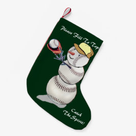 Meia De Natal Pequena Beisebol Snowman Natal