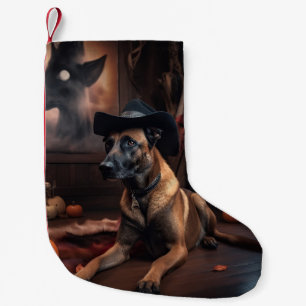 Meia De Natal Pequena Belga Malinois Pumpkins Halloween Scary