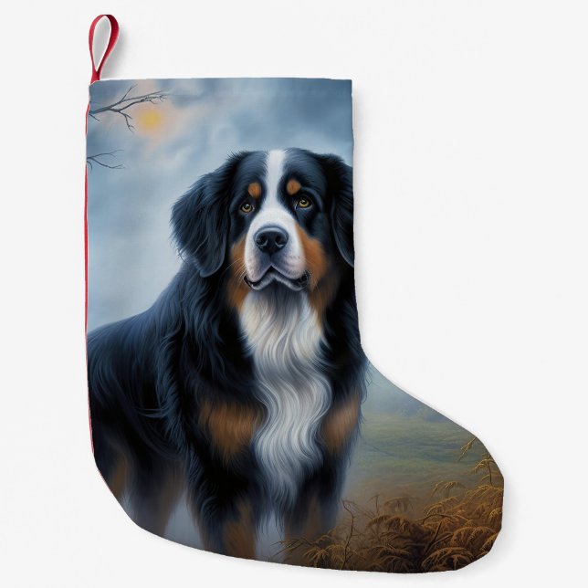 Meia De Natal Pequena Bernese Mountain Halloween Scary (Frente)