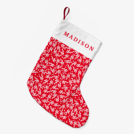 Meia De Natal Pequena Berries Red and White Holly |
