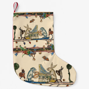 Meia De Natal Pequena BESTIÁRIO MEDIEVAL ESQUISITO FAZENDO MÚSICA,Coelho