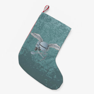 Meia De Natal Pequena Betoneira azul-cinza