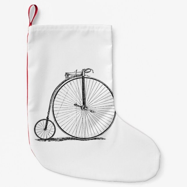 Meia De Natal Pequena Bicicleta de Roda Alta Penny Farthing (Frente)