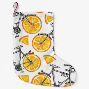Meia De Natal Pequena Bicicletas bonitas com rodas laranja. Manipulaçã