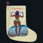 Meia De Natal Pequena Bikini Booty Beach Girl Thunder_Cove<br><div class="desc">Curvaceous Bikini Booty Beach Girl vestindo chapéu grande para personalizar,  personalizar mudando para seu nome</div>