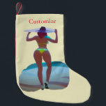Meia De Natal Pequena Bikini Booty Beach Girl Thunder_Cove<br><div class="desc">Curvaceous Bikini Booty Beach Girl vestindo chapéu grande para personalizar,  personalizar mudando para seu nome</div>