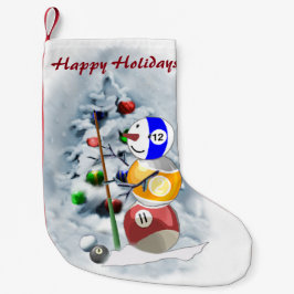 Meia De Natal Pequena Billiards Ball Snowman Natal
