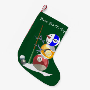 Meia De Natal Pequena Billiards Ball Snowman Natal