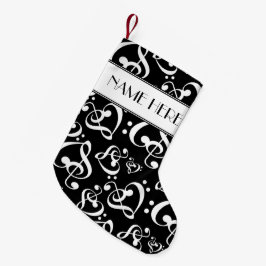 Meia De Natal Pequena Black and White Clef Hearts Music Notes Natal