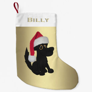 Meia De Natal Pequena Black Dog Personalizado
