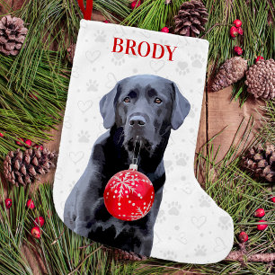 Meia De Natal Pequena Black Lab Feliz Natal - Cachorro Bonito