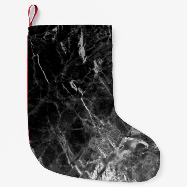 Meia De Natal Pequena Black texture background stone (Frente)