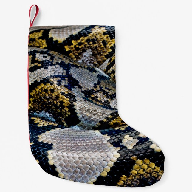 Meia De Natal Pequena Black, yellow, and gray python (Frente)