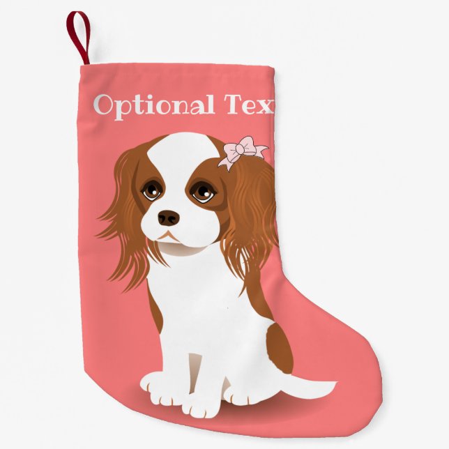 Meia De Natal Pequena Blenheim Cavalier King Charles Spaniel Pink (Frente)