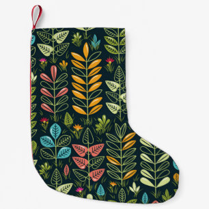 Meia De Natal Pequena Blooms Eternos: Elegância Floral Desenhada À Mão