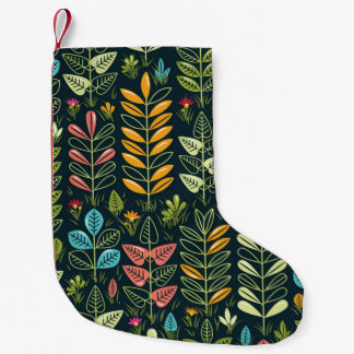 Meia De Natal Pequena Blooms Eternos: Elegância Floral Desenhada À Mão