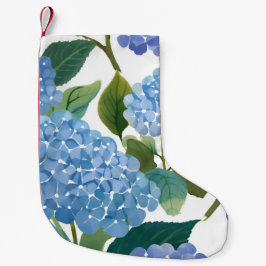 Meia De Natal Pequena Blue Hydrangeas | Linda Floral Bush