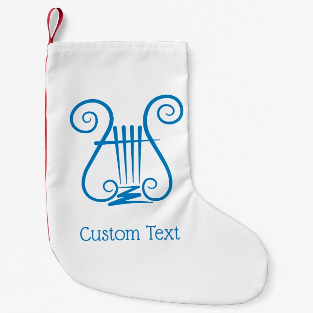 Meia De Natal Pequena Blue Lyre (Frente)