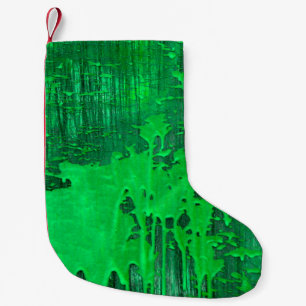 Meia De Natal Pequena Boa superfície verde velha com textura de pingos d