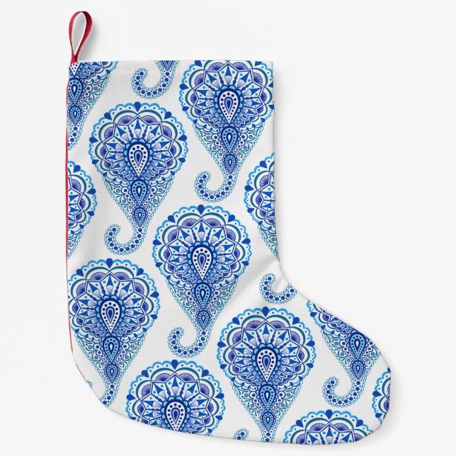 Meia De Natal Pequena Boho Chic Paisley Seamless Oriental (Frente)
