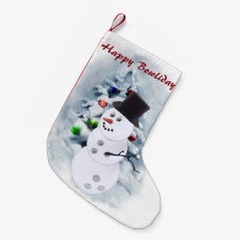 Meia De Natal Pequena Bola de boliche Snowman Natal