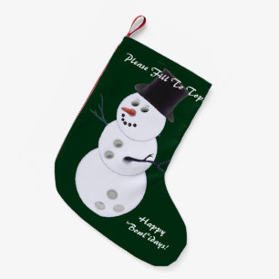 Meia De Natal Pequena Bola de boliche Snowman Natal