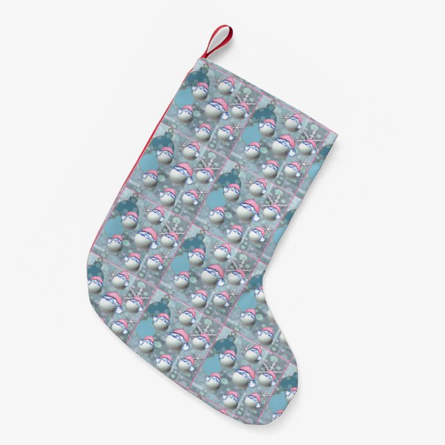 Meia De Natal Pequena Bolas de Golfe (Frente (Pendurada))