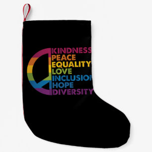 Meia De Natal Pequena Bondade Paz Igualdade Amor Inclusão Esperança Dive