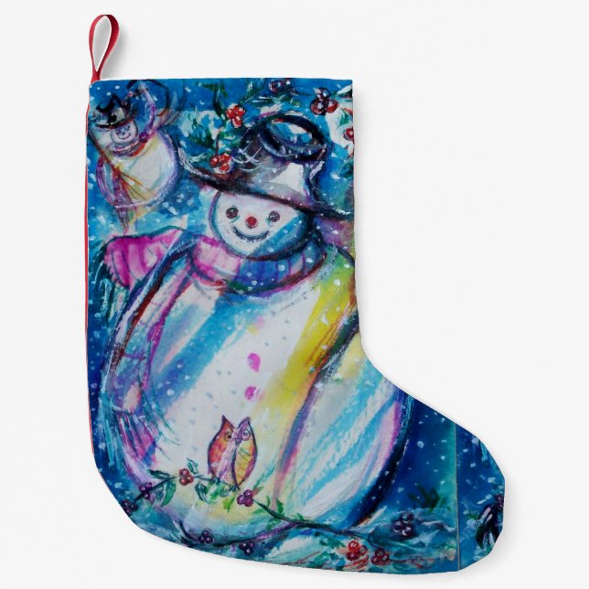 Meia De Natal Pequena BONECo com CORUJA (Frente)