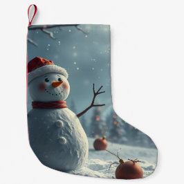 Meia De Natal Pequena boneco de neve