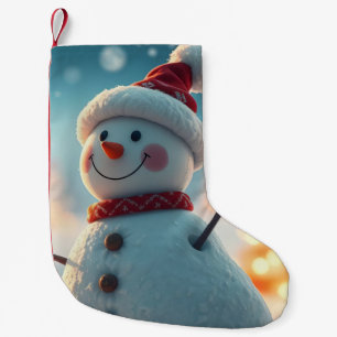 Meia De Natal Pequena boneco de neve