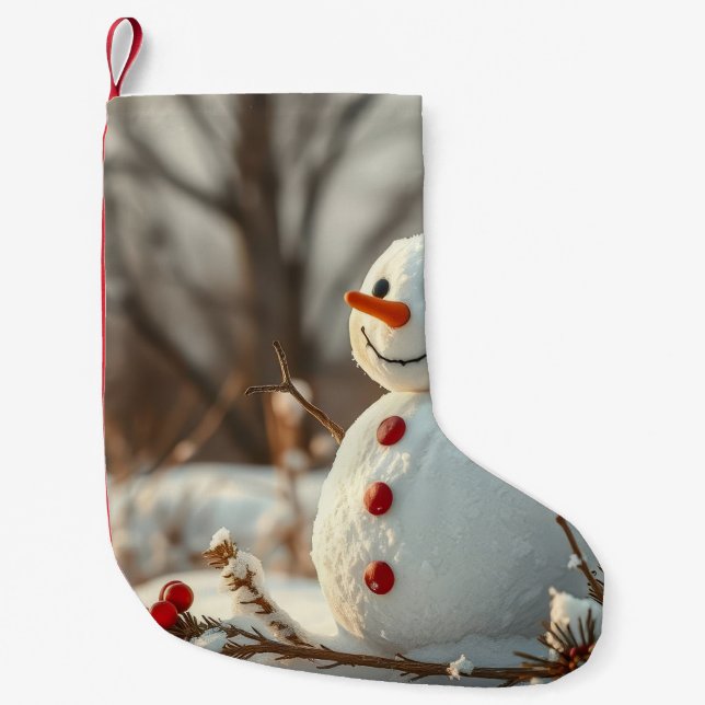 Meia De Natal Pequena boneco de neve (Frente)