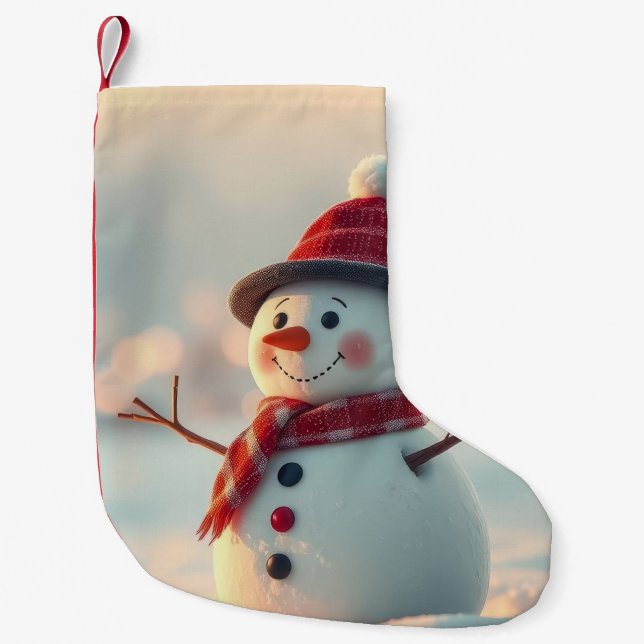 Meia De Natal Pequena boneco de neve (Frente)