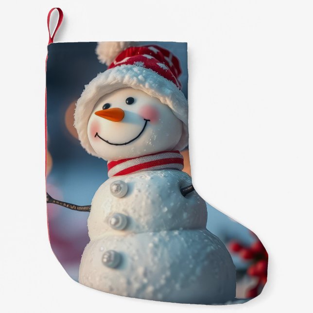 Meia De Natal Pequena boneco de neve (Frente)