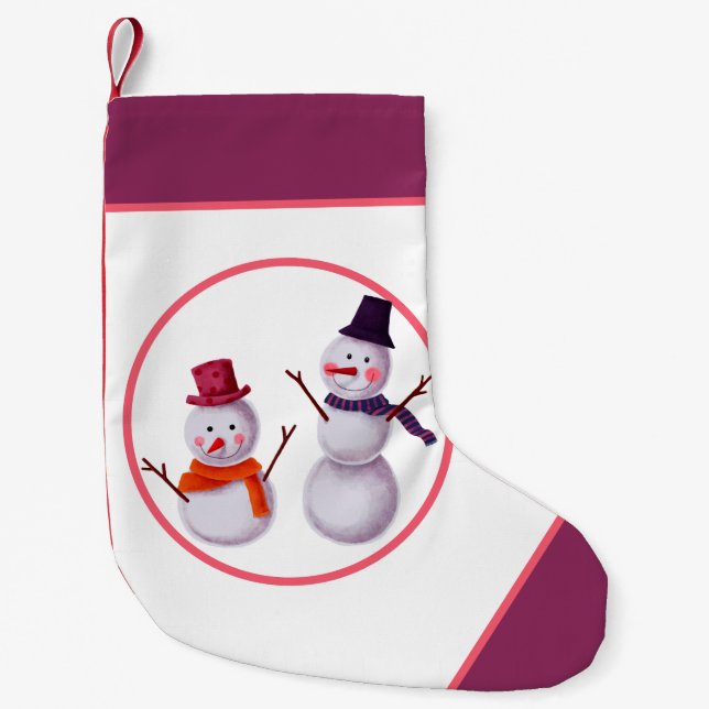 Meia De Natal Pequena Boneco de neve   (Frente)