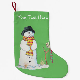 Meia De Natal Pequena Boneco de neve bonito do Natal nos retalhos da