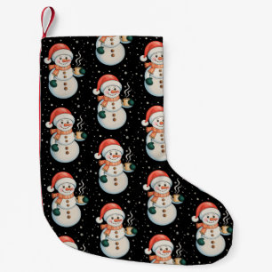 Meia De Natal Pequena Boneco de Neve Café Quente Chapéu de Papai Noel In