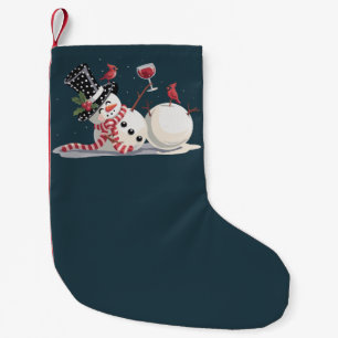 Meia De Natal Pequena Boneco de Neve de Natal com Presente de Vinho Xmas