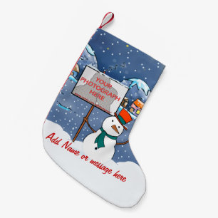 Meia De Natal Pequena Boneco de neve personalizado bonito do Xmas da