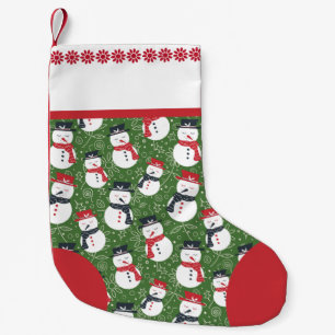 Meia De Natal Pequena Bonecos de Neve Tranquilos - Natal vermelho no ver