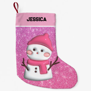 Meia De Natal Pequena Bonito Neve Rosa