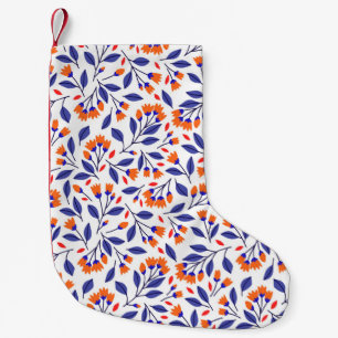 Meia De Natal Pequena Bonito padrão uniforme de pequenas flores laranja