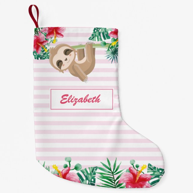 Meia De Natal Pequena Bonito Sloth personalizado (Frente)