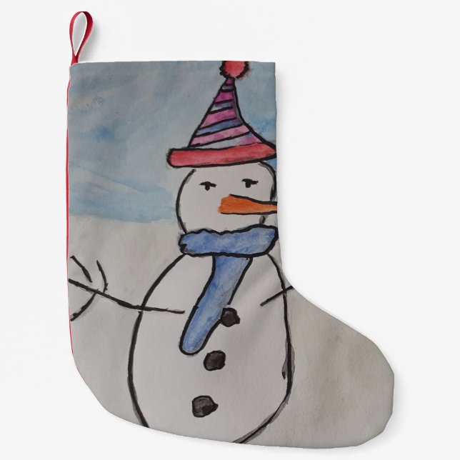 Meia De Natal Pequena Bonito Snowman - Parada de Natal (Frente)