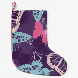 Meia De Natal Pequena Borboletas de grafite ixeladas em cores bonito p