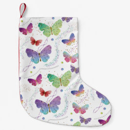 Meia De Natal Pequena Borboletas Roxas e Azuis Brilhantes
