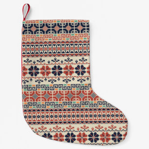 Meia De Natal Pequena Bordado Palestiniano Motif: Beleza Tradicional.